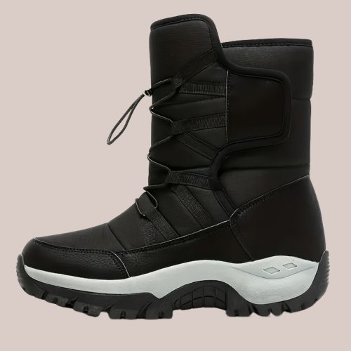 womens-black-white-snow-boots-lightweight-insulated-snowboard-boots